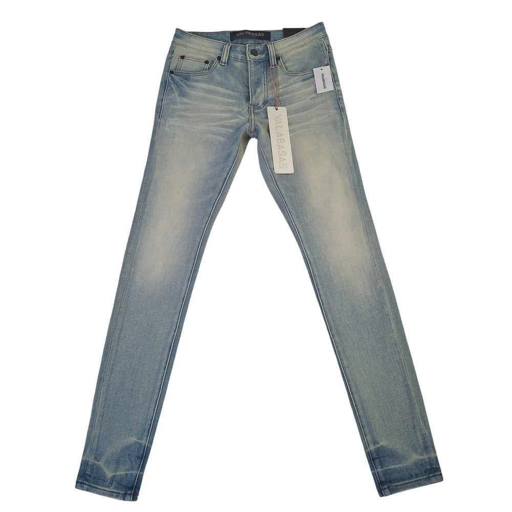 Valabasas Mr. Flex Skinny Jeans Men's 28x30 Light Wash Blue Denim Button Fly NWT